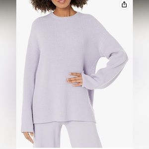 The Drop Women's Alice Crewneck Back Slit Ribbed Pullover Sweater